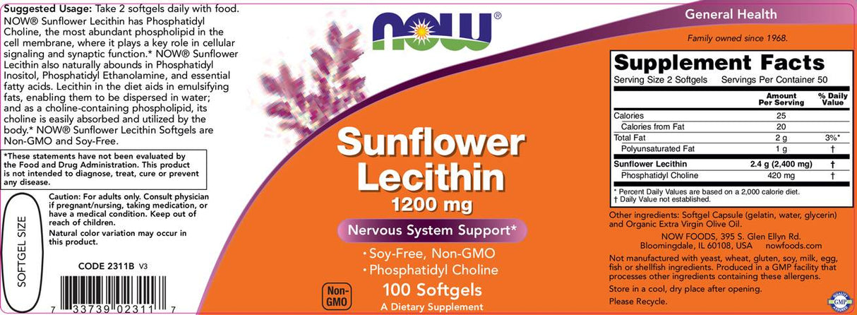 Sonnenblumenlecithin 1200 mg – 100 Gelkapseln