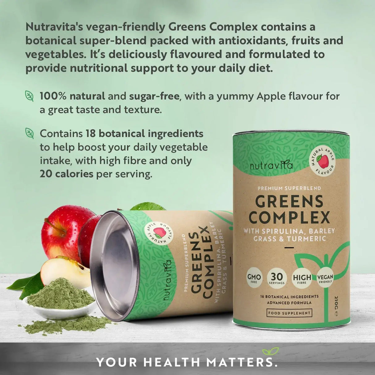 Super Greens Komplex (18 aktive Inhaltsstoffe) 200 g <tc>Nutravita</tc>