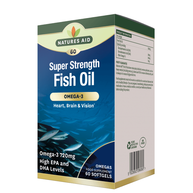 Konzentriertes Fischöl (Super Strength Fish Oil) 1200 mg 60 Weichkapseln NaturesAid