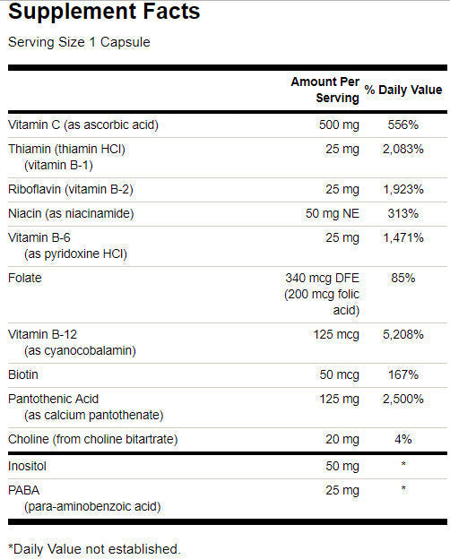 Super Stress Vitamin B-Komplex mit Vitamin C – 100 Kapseln