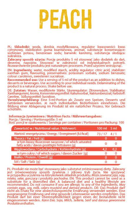 Sirup Null Kalorien | Pfirsich 500 ml