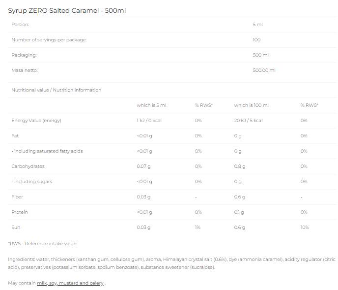 Sirup Zero - Gesalzenes Karamell - 500 ml