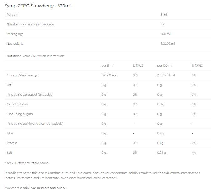 Sirup Zero - Erdbeere - 500 ml