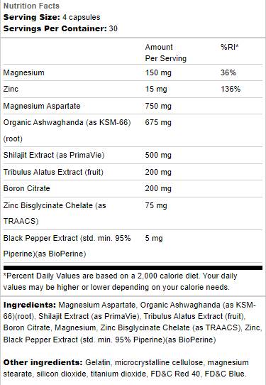 Testunterstützung | mit Ashwagandha & Shilajit – 120 Kapseln