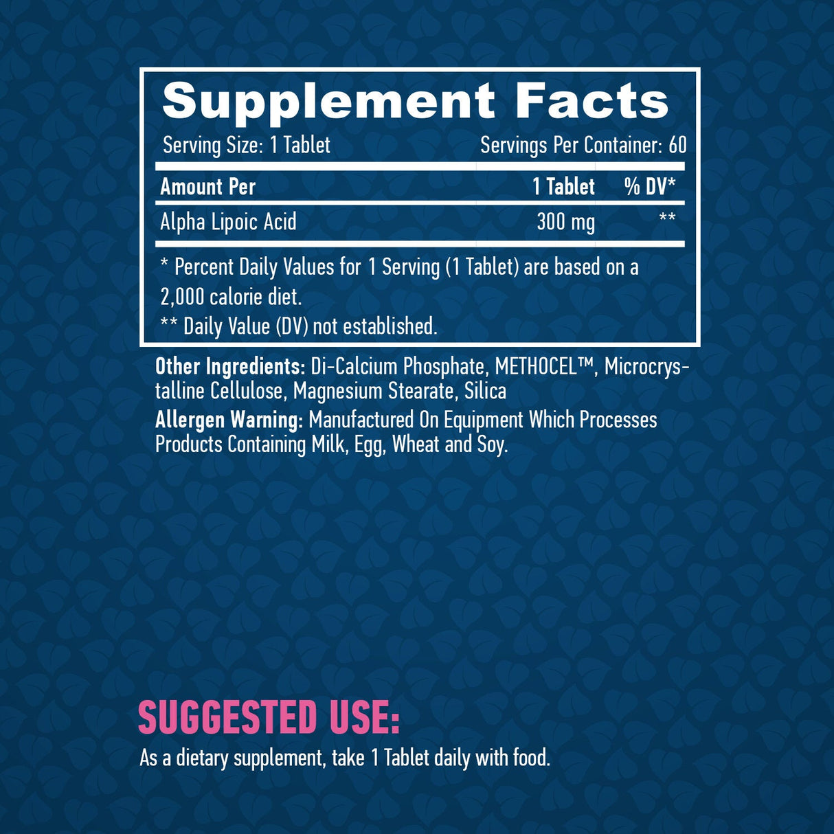 Zeitverzögerte Freisetzung von Alpha-Liponsäure 300 mg./60 Tabs.