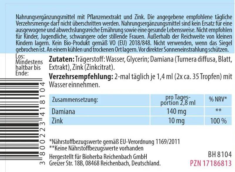 Tinktur aus Damianablättern - 50 ml