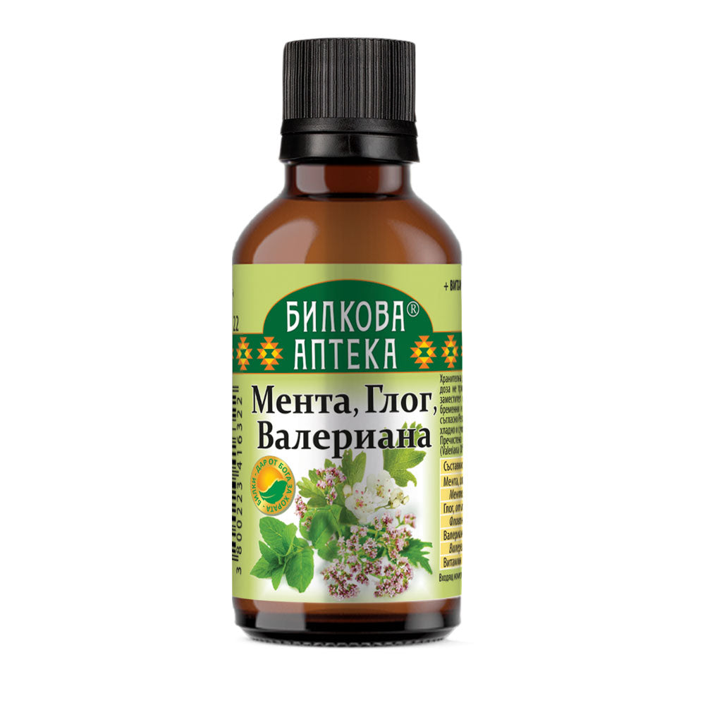 Tinktur aus Minze, Weißdorn, Baldrian - 50 ml