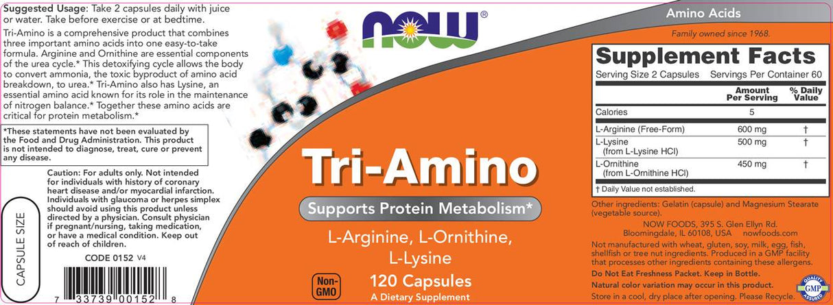 Tri-Amino/L-Arginin L-Ornithin L-Lysin – 120 Kapseln