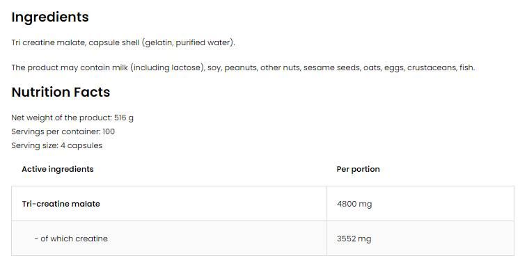 Tri-Kreatin-Malat/TCM 1200 mg – 180 Kapseln
