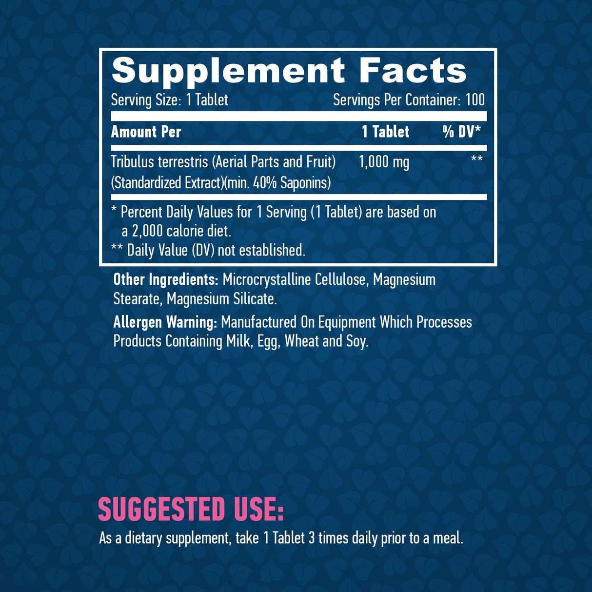Tribulus Terrestris 1000 mg./100 Tabs.