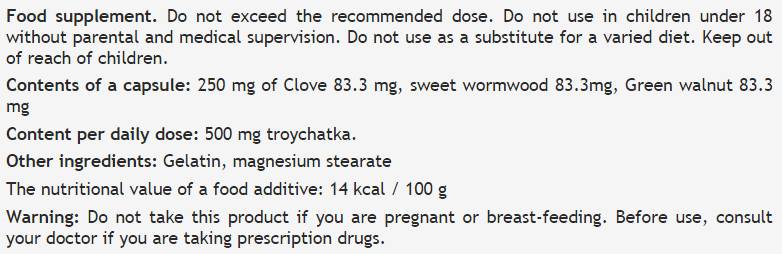 Troychatka 250 mg - 100 Kapseln