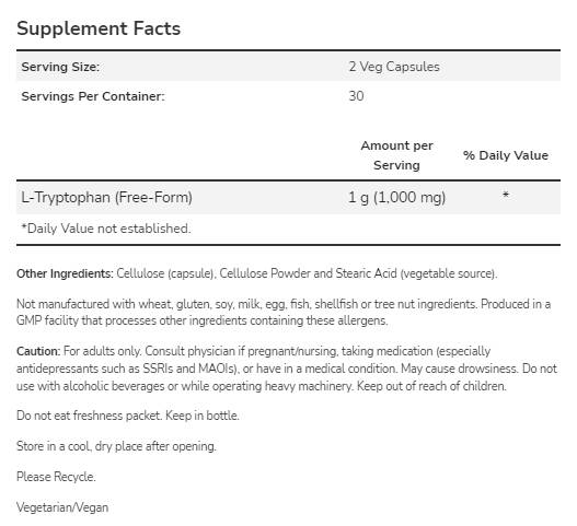 Tryptophan 500 mg – 60 Kapseln