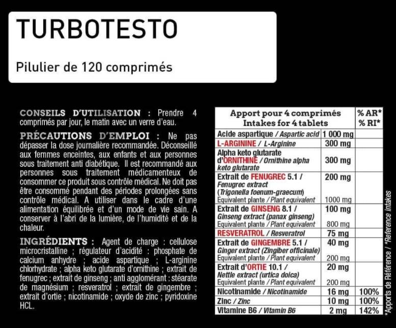 Turbo Testo | Leistungsbooster der Pro-Serie – 120 Tabletten