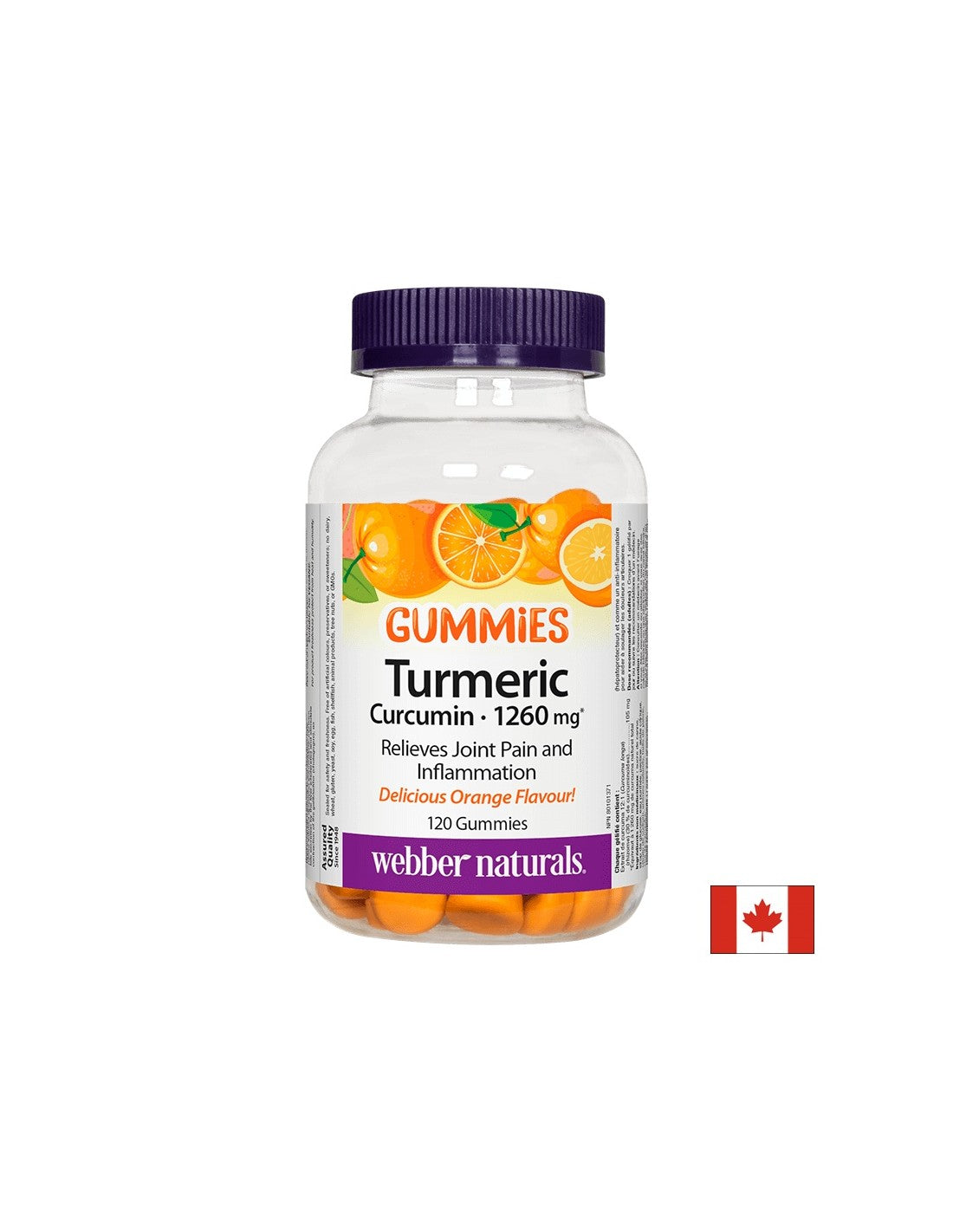 Kurkuma-Curcumin-Gummibärchen/Kurkuma, 120 Geleetabletten mit Orangengeschmack <tc>Webber Naturals</tc>