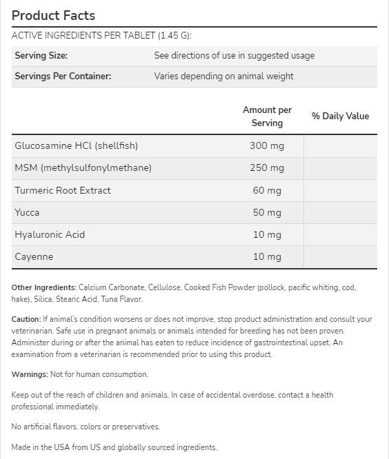 Joint Support -Kautabletten | Für Hunde und Katzen - 90 Kautabletten
