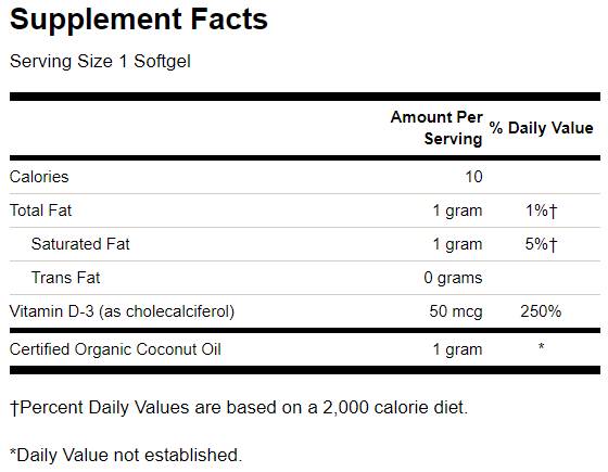 Ultra Vitamin D-3 mit Kokosnussöl 2000 UI 60 Gelkapseln