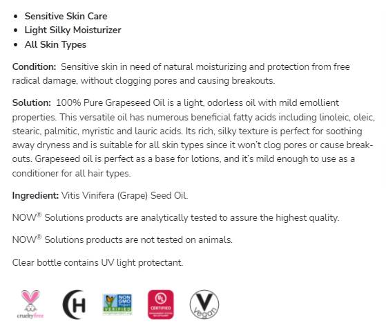 Traubenkernöl | 100% reine empfindliche Hautpflege - 473 ml