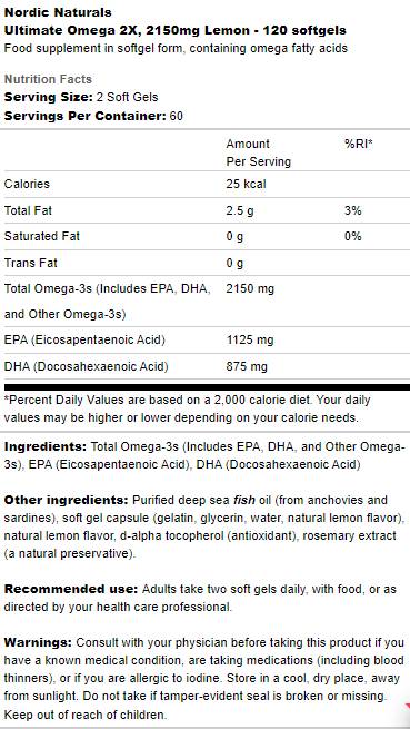 Ultimate Omega 2X 2150 mg – 180 Kapseln