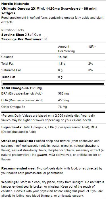 Ultimate Omega 2X Mini 1120 mg – 60 kaubare Gelkapseln