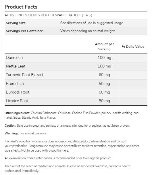Haustierallergie -Kautabletten | Für Hunde und Katzen - 75 kaubare Tabletten