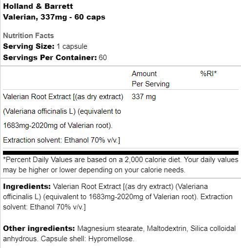 Baldrian 337 mg – 60 Kapseln
