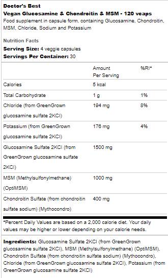 Veganes Glucosamin & Chondroitin & MSM – 120 Kapseln