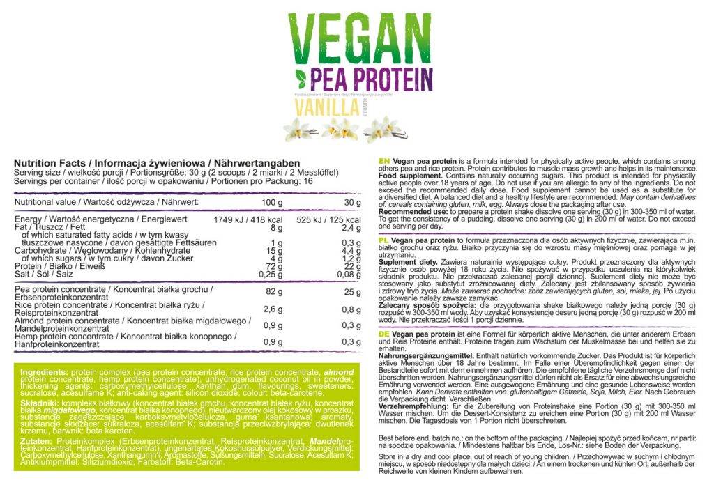 Veganes Erbsenprotein – 500 Gramm