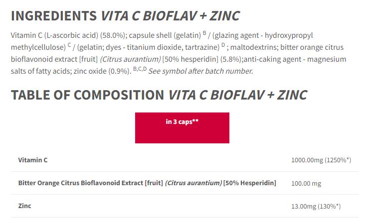 Vita C Bioflav + Zink – 90 Kapseln
