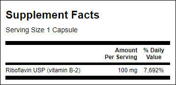 Vitamin B-2/Riboflavin 100 mg – 100 Kapseln