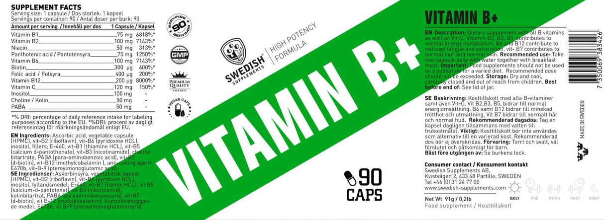 Vitamin B+ Komplex – 90 Kapseln