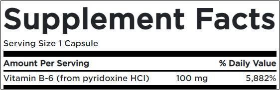 Vitamin B6 100 mg/Pyridoxin – 250 Kapseln