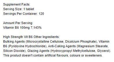 Vitamin B6/Pyridoxin 100 mg – 120 Tabletten