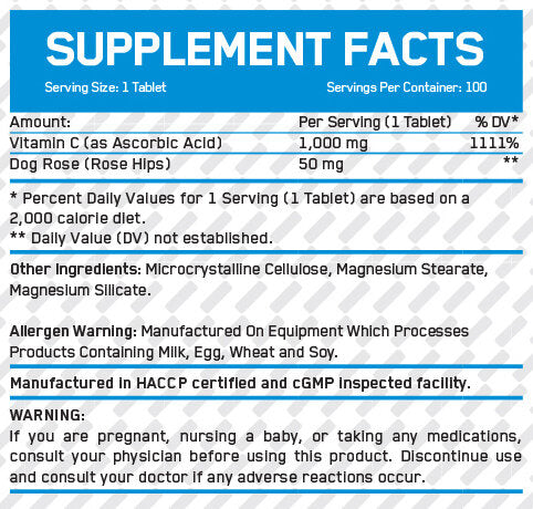 Vitamin C 1.000 mg mit Hagebutten/100 Tabletten.