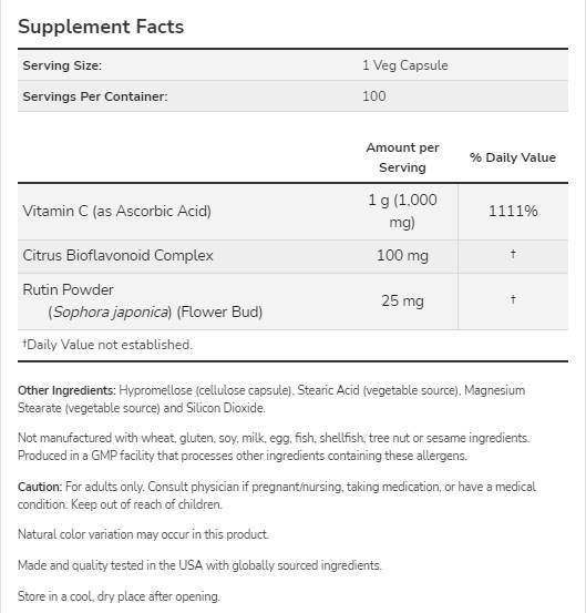 Vitamin C-1000/mit Bioflavonoiden – 30 Kapseln