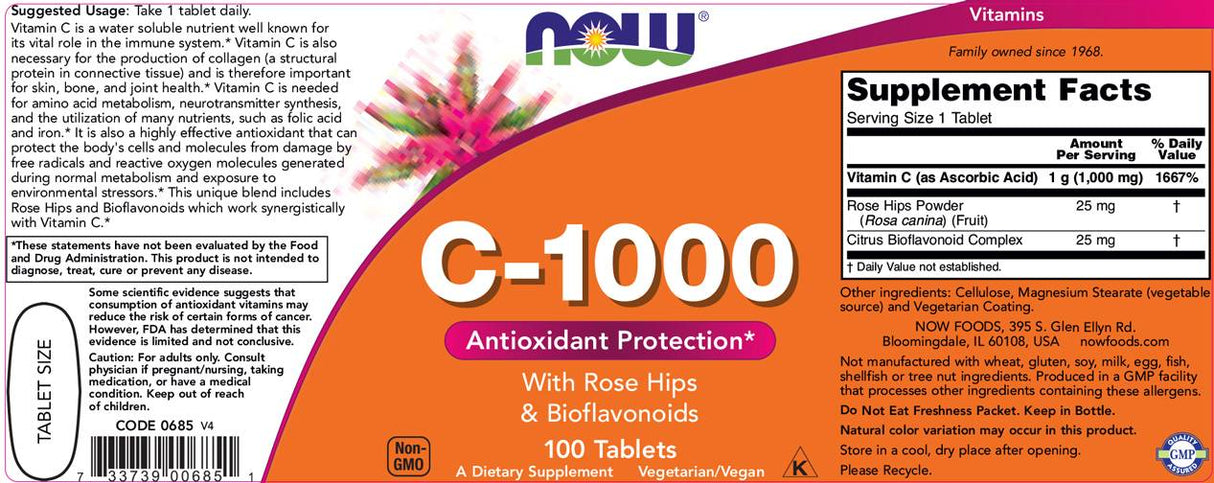 Vitamin C-1000/mit Hagebutten + Bioflavonoiden – 250 Tabletten