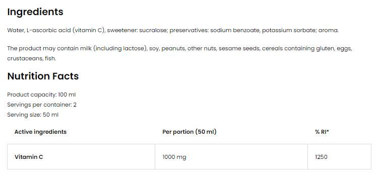 Vitamin C 2000 Shot – 20 x 100 ml