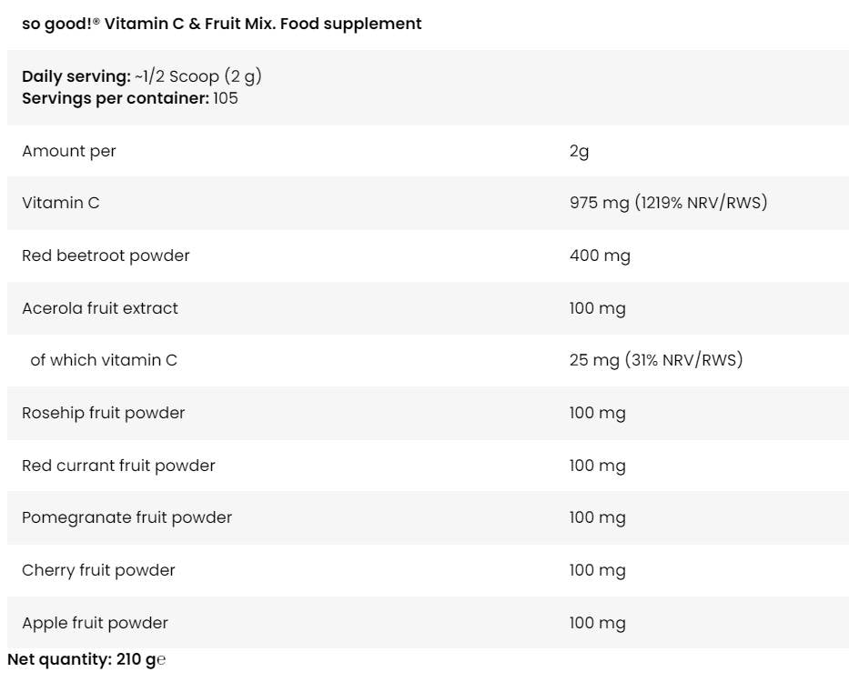 Vitamin C & Fruchtmischung | So gut! Serie - 210 Gramm