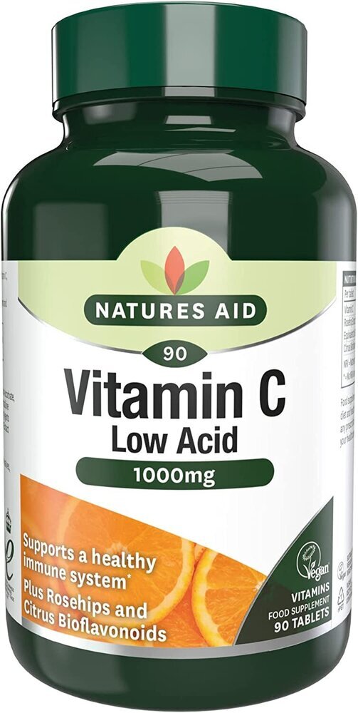 Vitamin C mit niedrigem Säuregehalt (Vitamin C Low Acid) 1000 mg 90 Tabletten NaturesAid