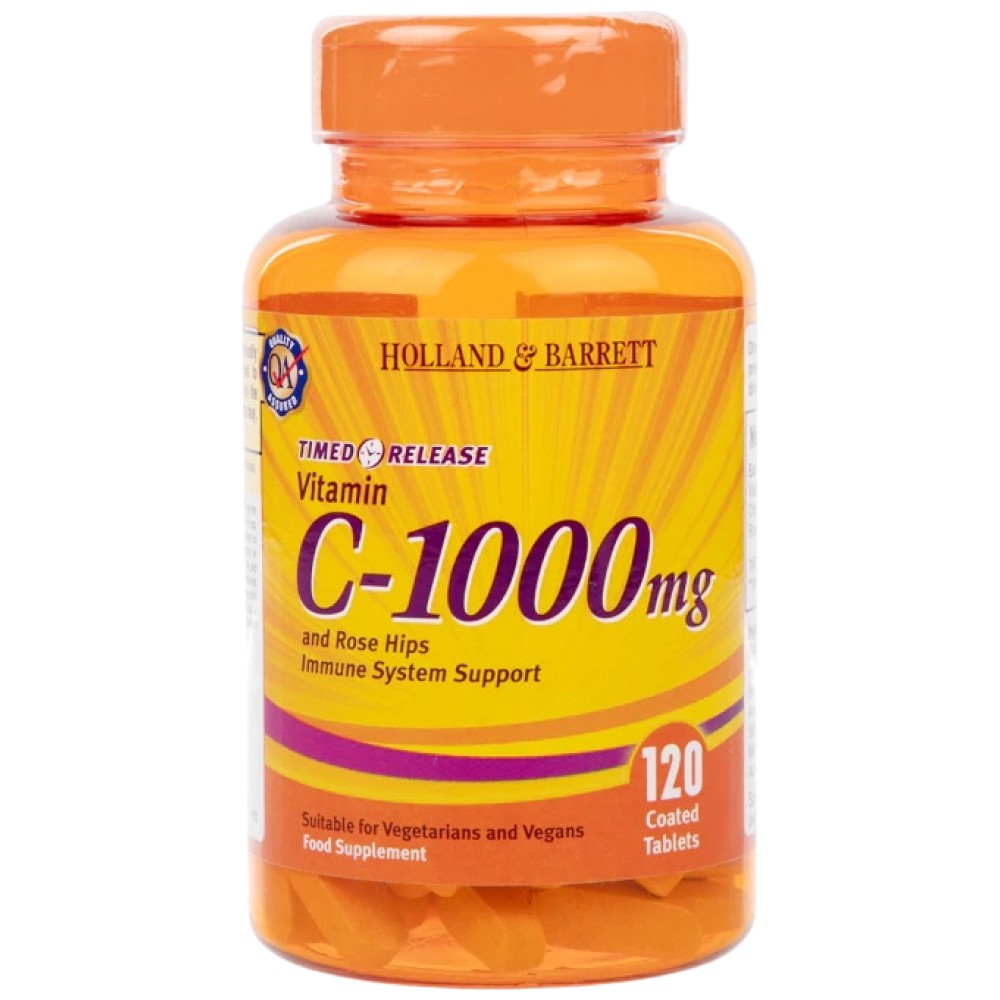 Vitamin C mit zeitgesteuerter Freisetzung 1000 mg | Mit Hagebutten – 120 Tabletten