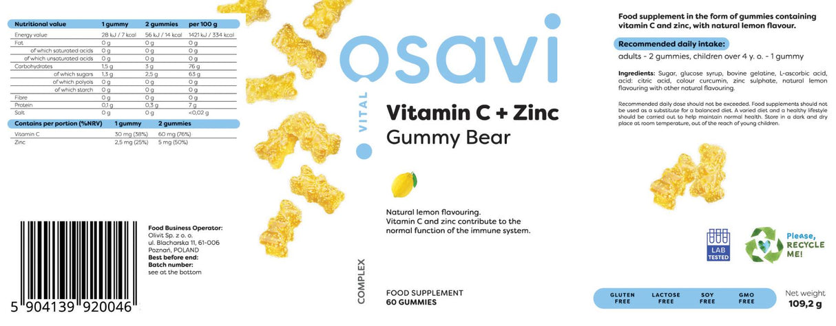 Vitamin C + Zink | Gummibärchen – 60 Gummibonbons