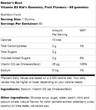 Vitamin D3 Gummibärchen für Kinder – 60 Gummibärchen