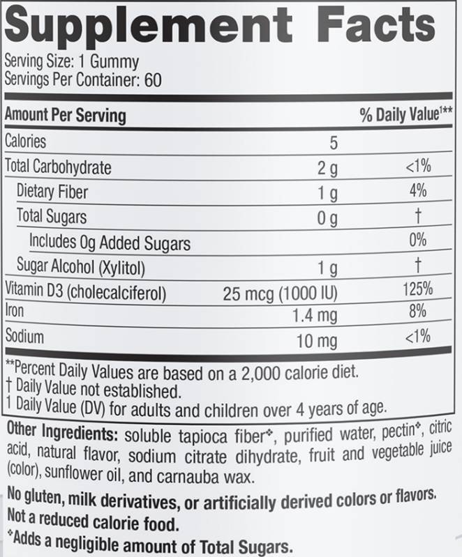 Vitamin D3 Null Zucker 1000 IE – 60 Gummibärchen
