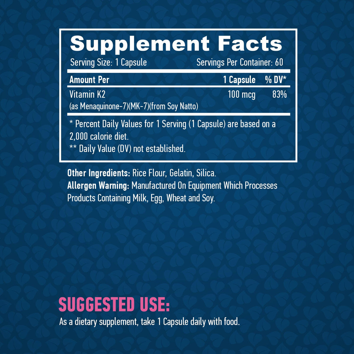 Vitamin K2-Mk7 100 mcg/60 Kapseln