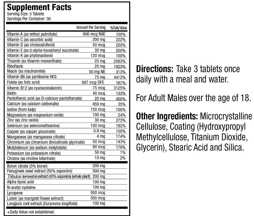 Vitamin T | Multivitamin für Männer – 90 Tabletten