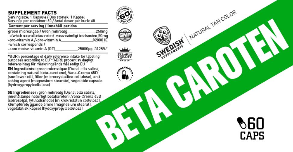 Beta Caroten Natural 25000 IU - 60 Kapseln