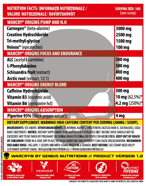 WarCry Origins/Pre-Workout – 300 Gramm