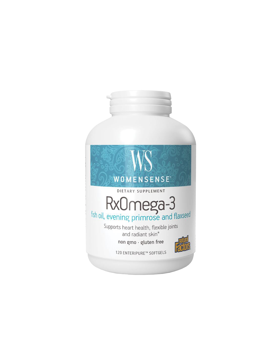 Fischöl, Nachtkerzenöl & Leinsamen WomenSense Rx Omega-3 - Frauengesundheit, 120 Weichkapseln <tc>Natural Factors</tc>