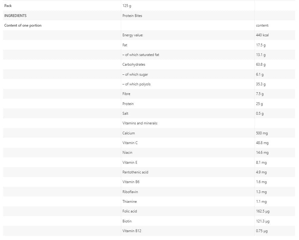 Proteinbisse | mit L -Carnitin, Vitaminen und Kalzium - 125 Gramm
