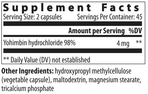 Yohimbe HCL 2 mg 90 Kapseln