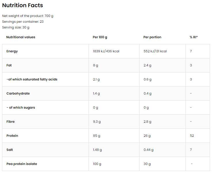 Erbsenproteinisolat | mit 85% Protein - 700 Gramm